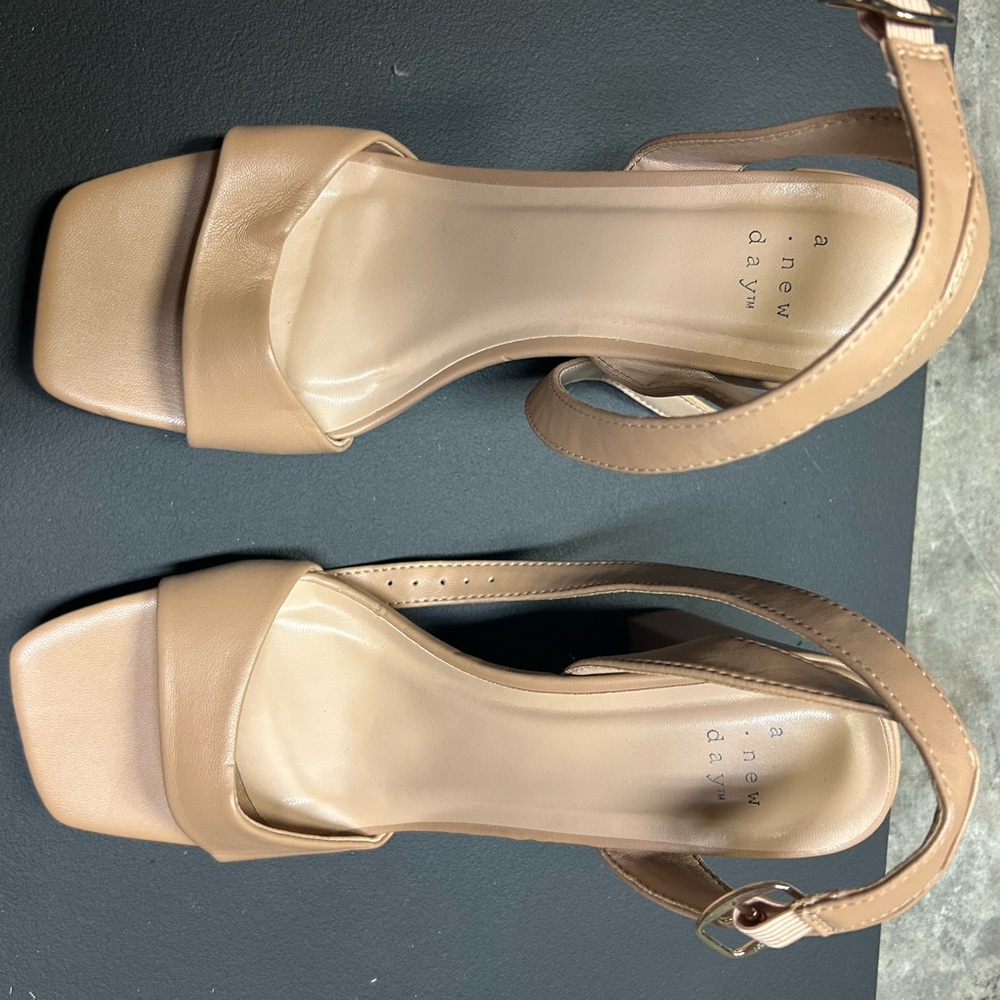 A New Day Women's Beige Heeled Sandals